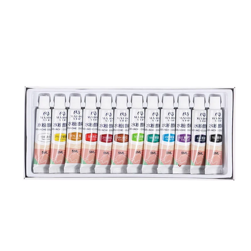 Portable Gouache Pigment Set Beginner Painting Non-toxic 12 Color Kids Gouache Painting Set