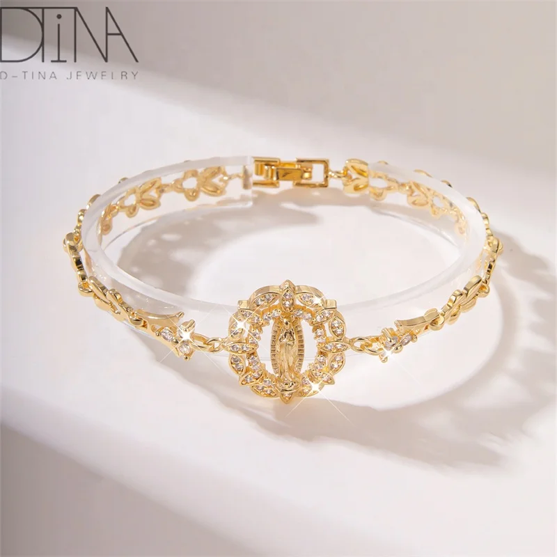 14k fashion luxury jewelry Notre Dame religious bracelet ring crystal zircon beautiful bracelet