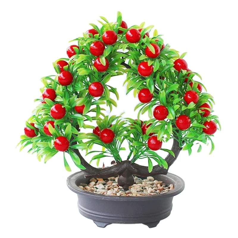 Artificial plant bonsai plastic flower fruit set home decoration decoration indoor living room rich fruit small potted plant