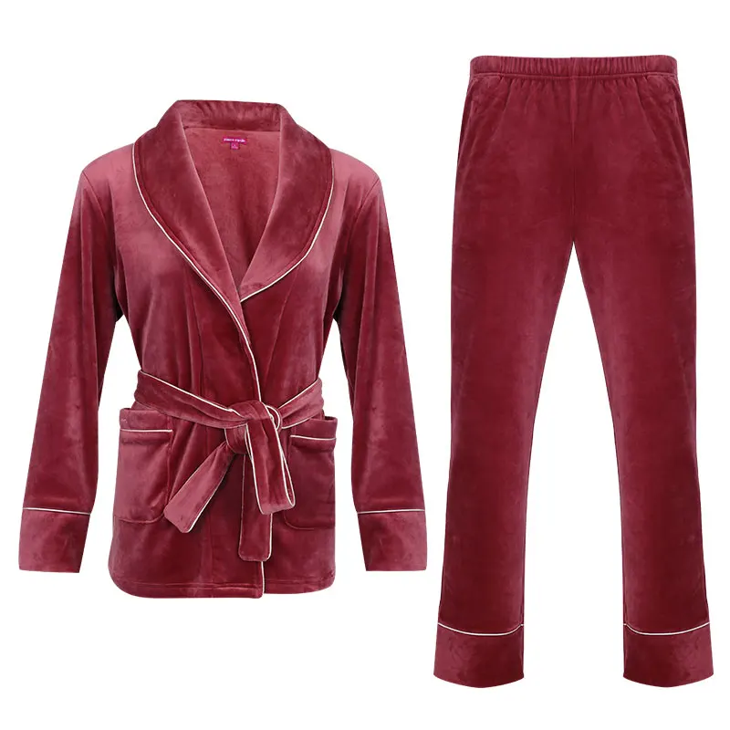 Velvet Long Sleeve Ladies Suit Comfortable Warm Winter Household  Woman Spring Pajamas Fleece Night Pajamas Suit For Holidays