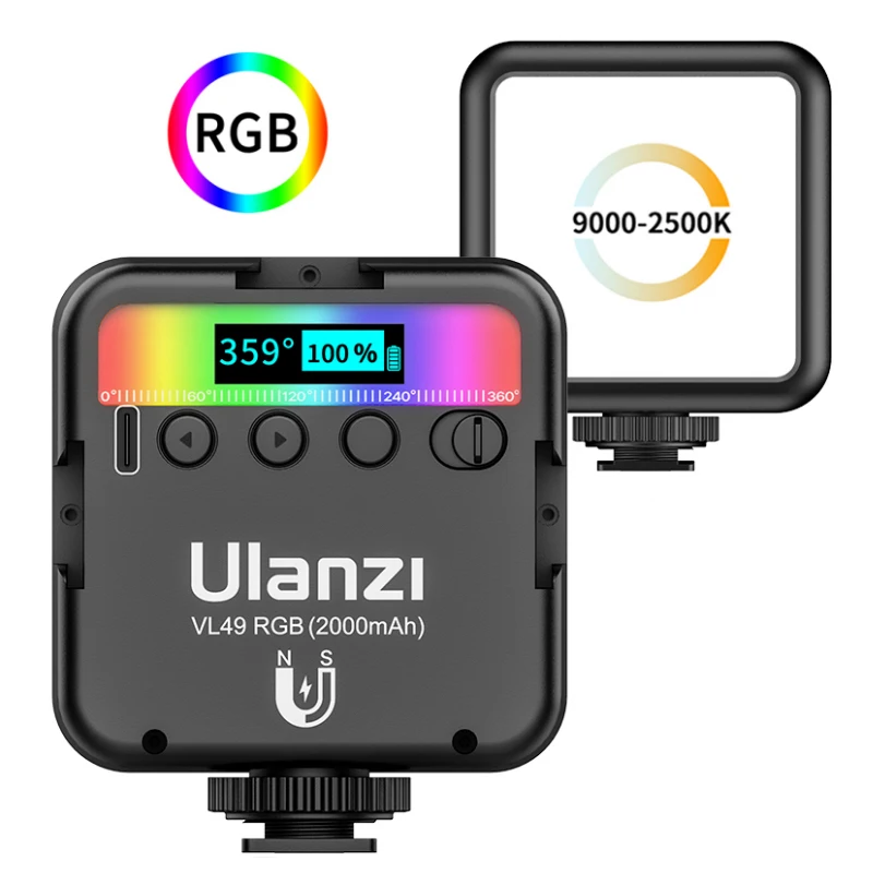 Ulanzi VL49 RGB карманный светодиодный видео свет 2700K-9000K на камера мини заполняющий свет портативный фонарь для дополнения освещение для Vlog
