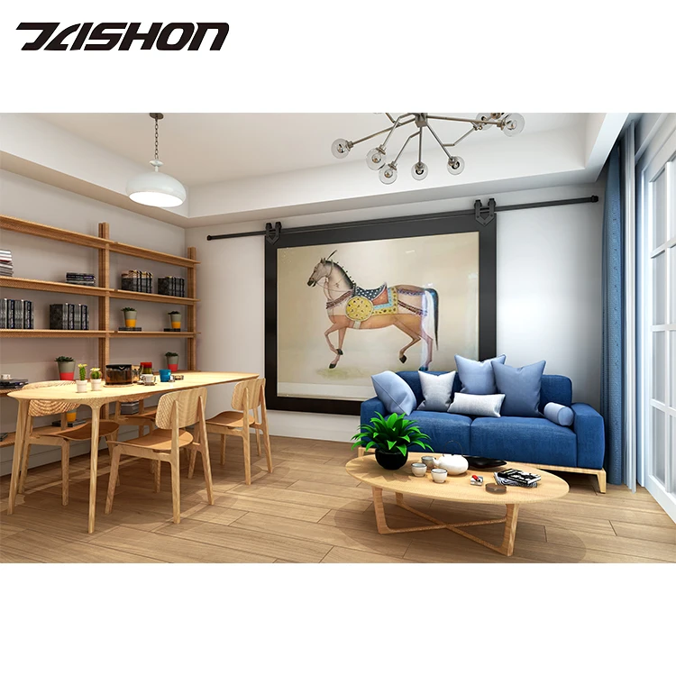 7.5FT Barn Wood Garage Sliding Door Gate Glide V Shape Hanger Door Rollers And Track Rail