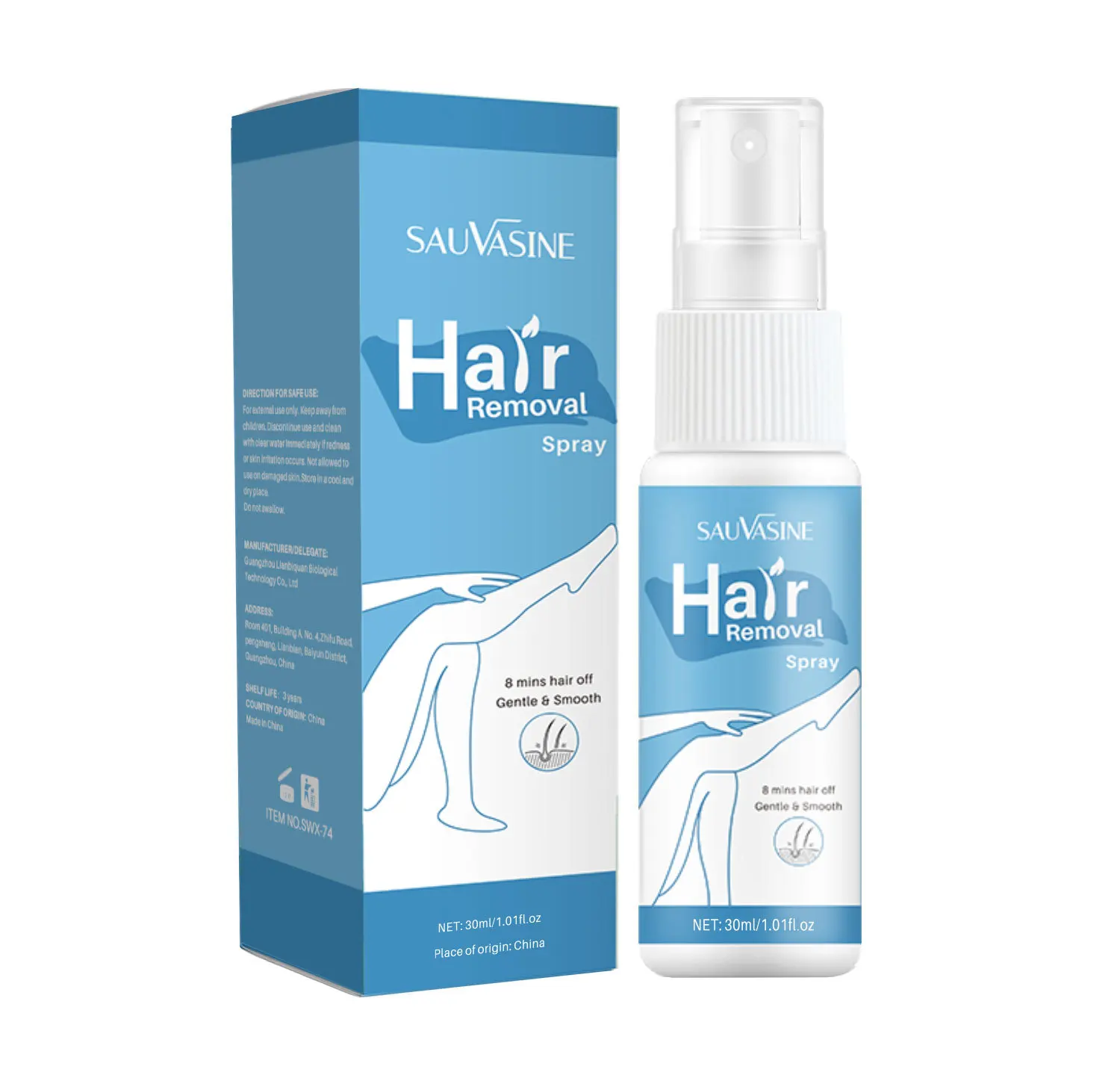 Wholesale 30mL Hair Removal Spray Gentle Non Irratation Instant Underarm Body Hair Remover For Men & Women