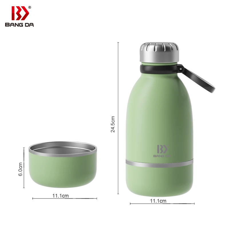 pet water bottle Stainless steel 1000ml 750ml custom insulated thermos dog bowl with handgrip powder coating