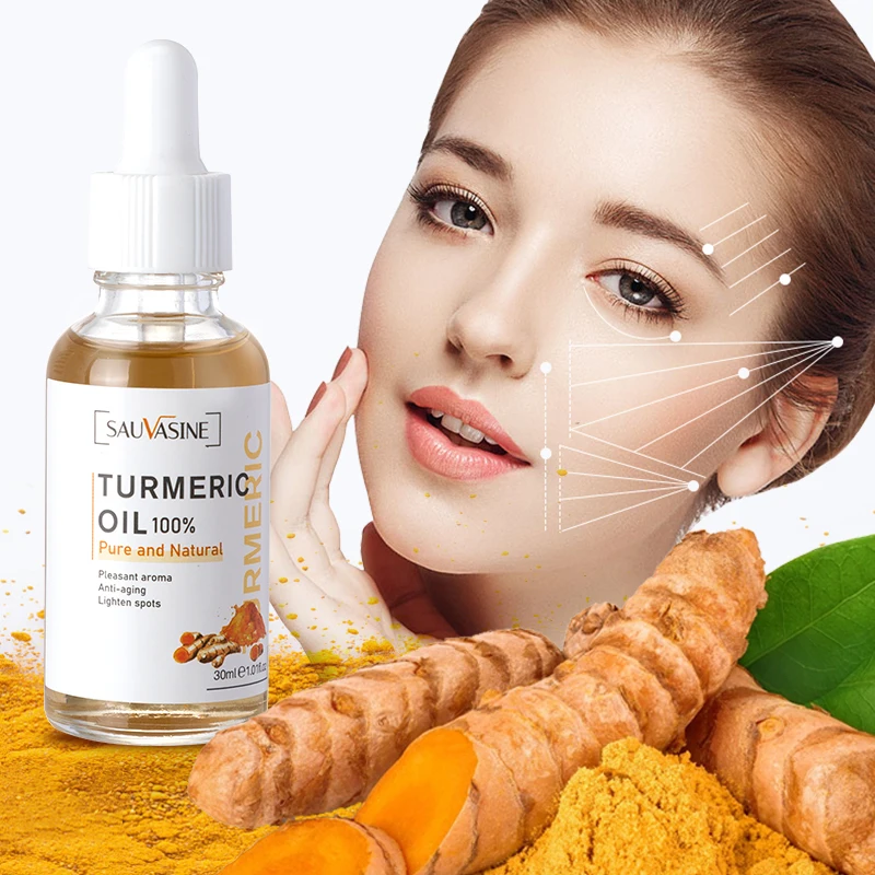 private label Custom Natural Organic Whitening Anti-Aging lighten spots Essential Oil Turmeric Facial Face Oil