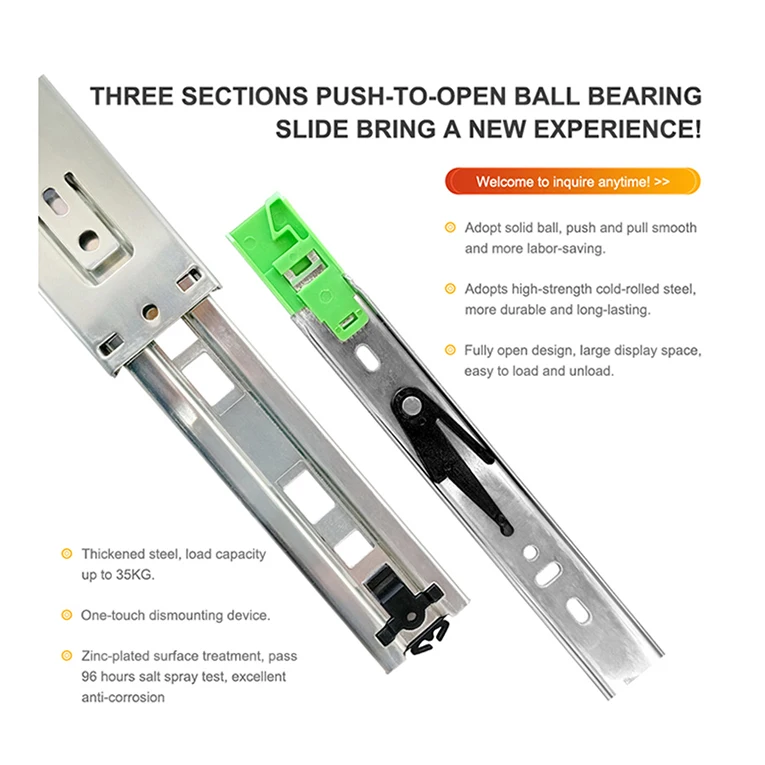 Full Extension Drawer Slide Drawer Telescopic Channels Soft Close Push Open Drawer Slides furniture slide