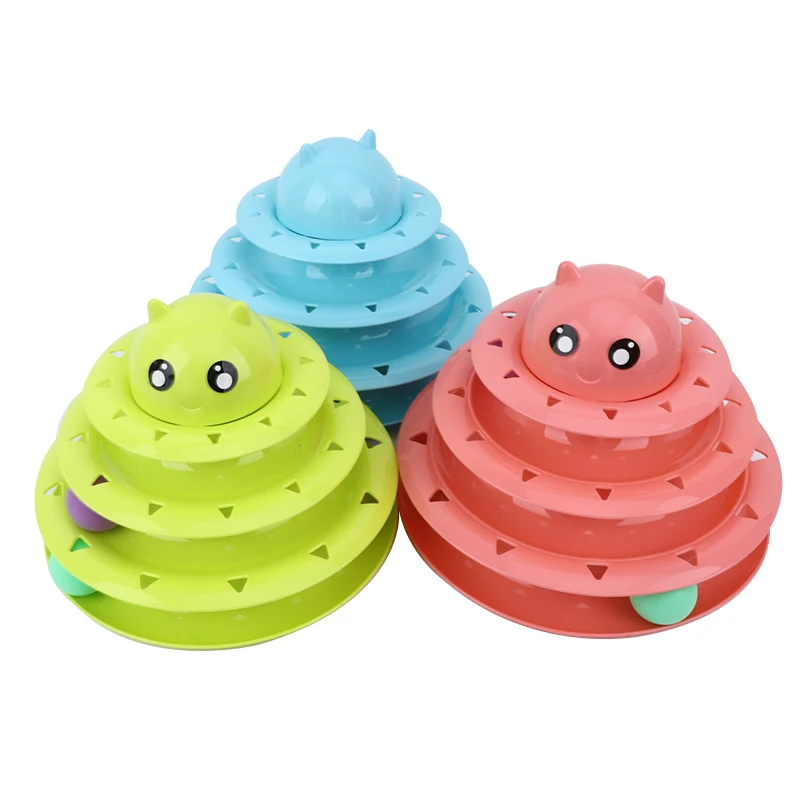 Высококачественная пластиковая игрушечная Вертушка для кошек игрушка трехслойная