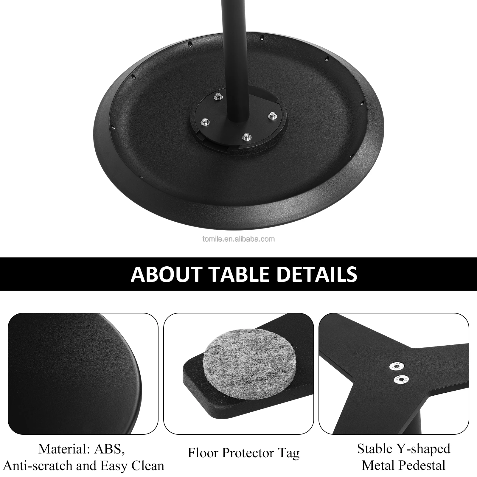 Tomile decorative wooden table black small side table coffee table