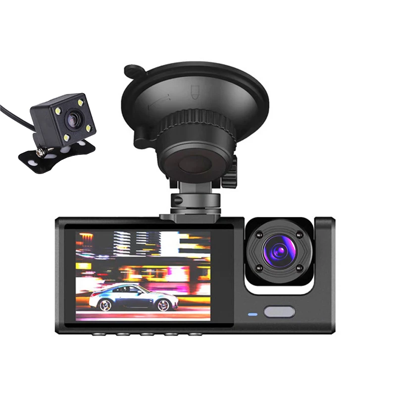 Hot Sale 2 Inch 3 Lens Dash Cam 1080p Screen Board And Rear Back With Night Vision 3 Channel Car Camera Dash Cam Car Black Box