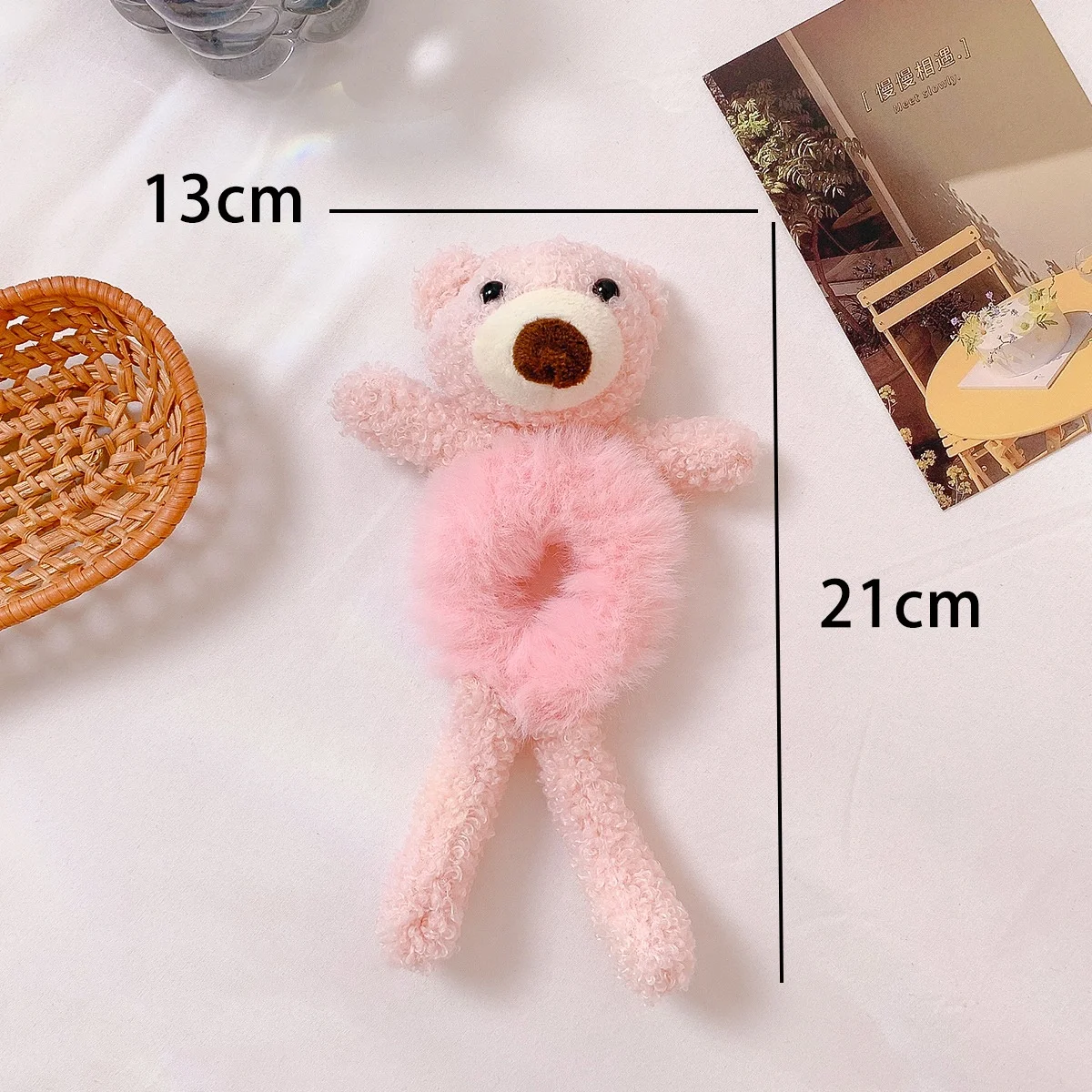 New arrival cute plush bear hug sweet elastic hair ties 100 pcs thick seamless brown hair ties