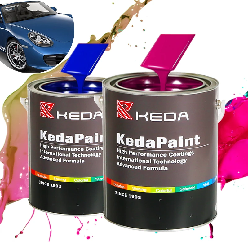 Keda 1K 2K Soild Color Supplier Customizable Automotive Metallic Chrome Spray Car Coating Wrap Accessory Box Acrylic Car Paint -