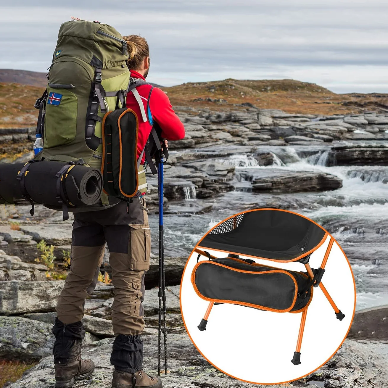 Ultralight Folding Moon Chairs Portable Compact Camping Chair for Outdoor Camp Travel Beach Picnic Festival Hiking