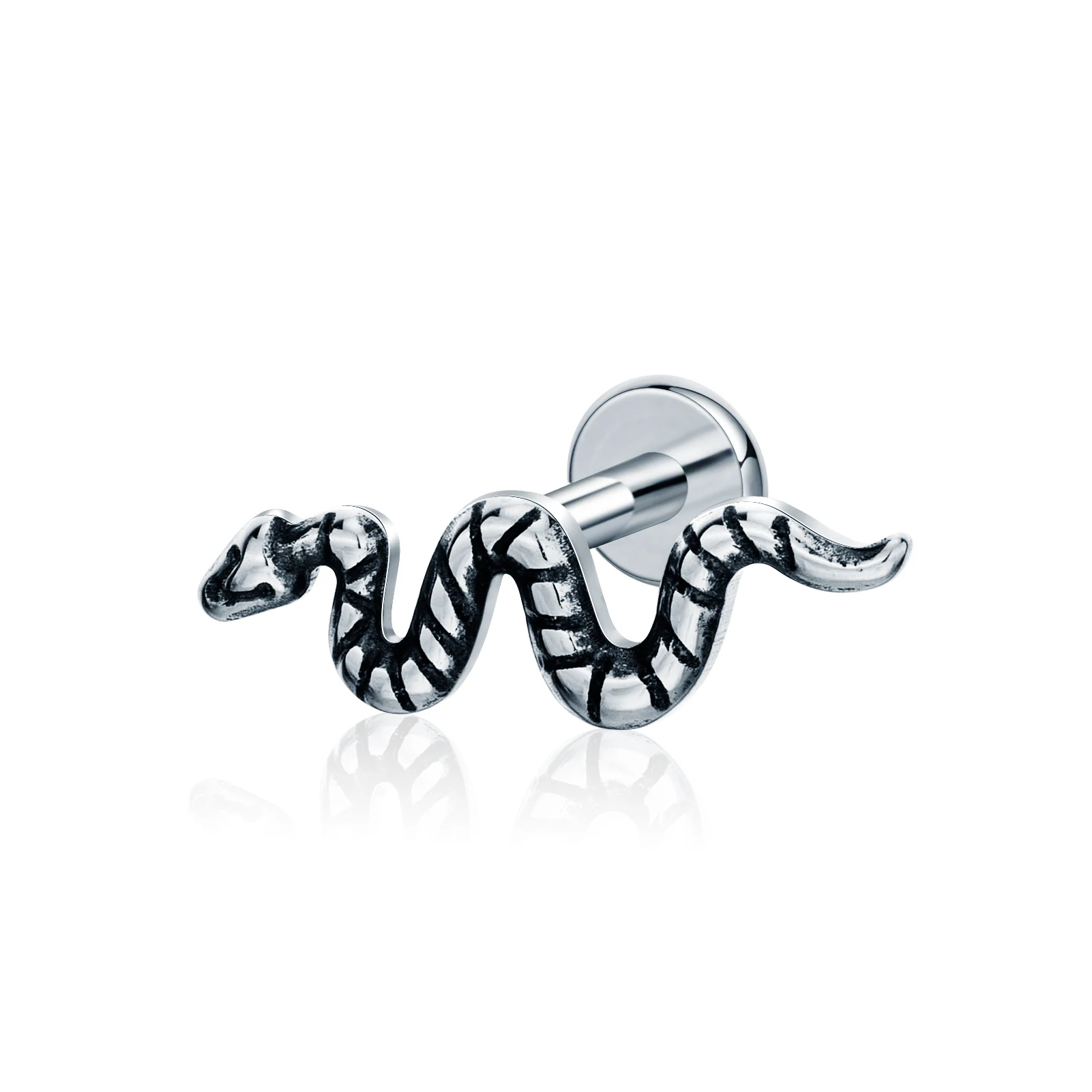 Factory Handmade F136 Titanium Earrings Snake Shape Women Men Body Lips Studs Wholesale Jewelry