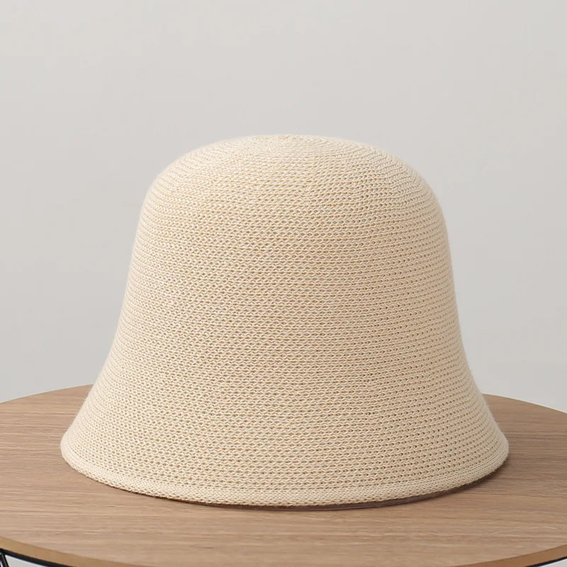 RTS Fashion Custom Logo Solid Color Women Summer hats Breathable Fisherman Hat Handmade Crochet Knit Bucket Hat