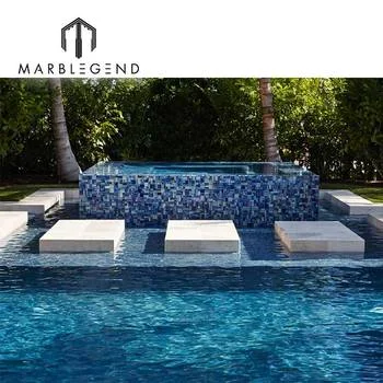 PFM design  blue glass mosaic tiling swimming pool mosaic for sale factory