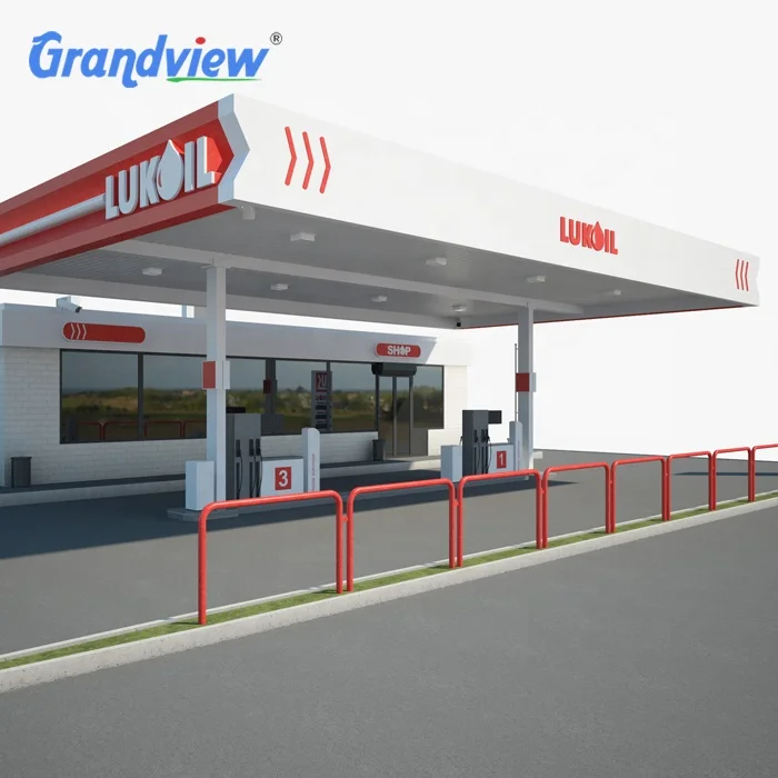 Gas Station Roofing Led Lights Petrol Fuel Steel Display Canopy Fascia Prefabricated Canopy Gas Station Decoration Canopy