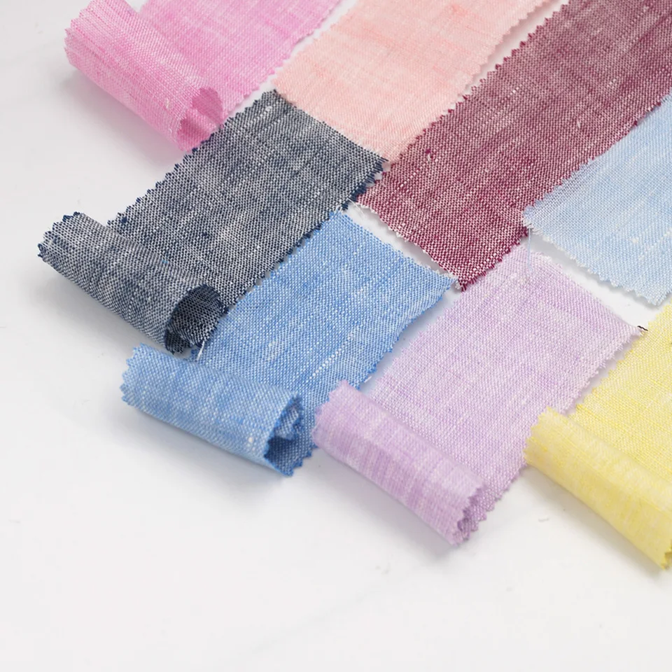 Hot selling hemp colorful cotton soft yarn dyed slub linen shirting fabric