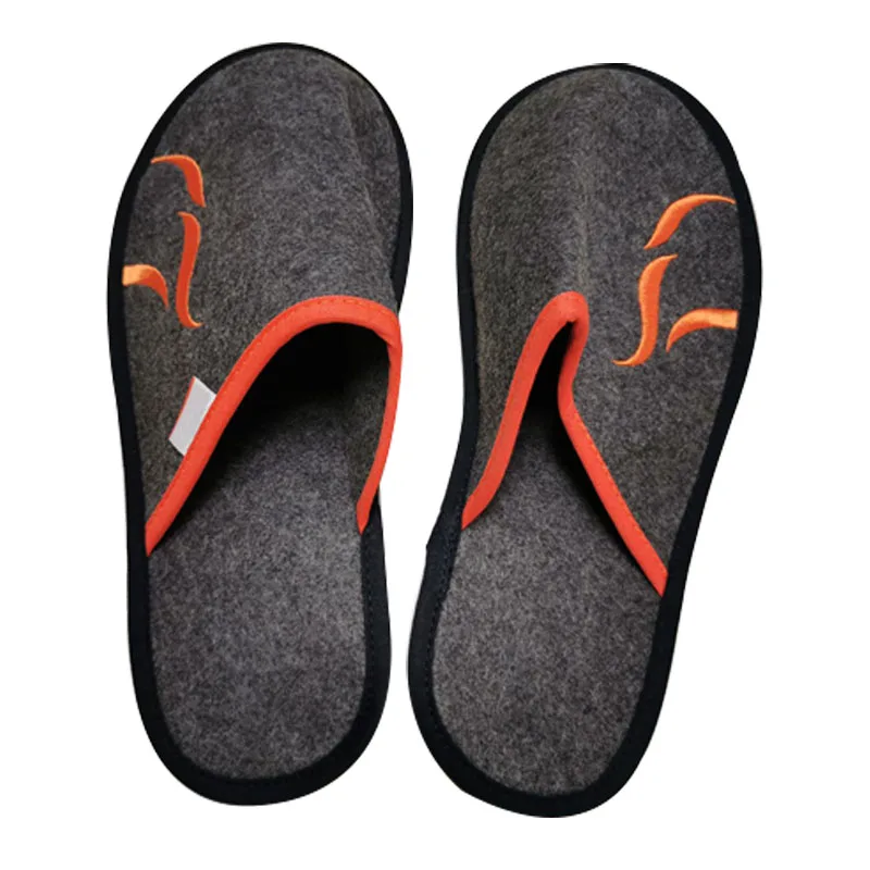 Summer And Winter Comfort Felt House Shoes Grey Men Hotel Felt Slipper