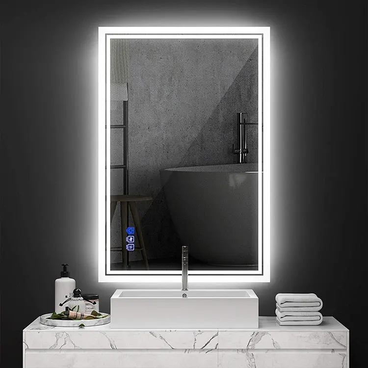OEM/ODM Lighted Bath Mirrors Toilet Wall Dimming Defogger Rectangle Bathroom Led Mirror WITH LIGHT