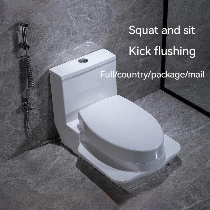 Platform squat pan Asia best sell bathroom big tank ceramic squat toilet with own flushing system