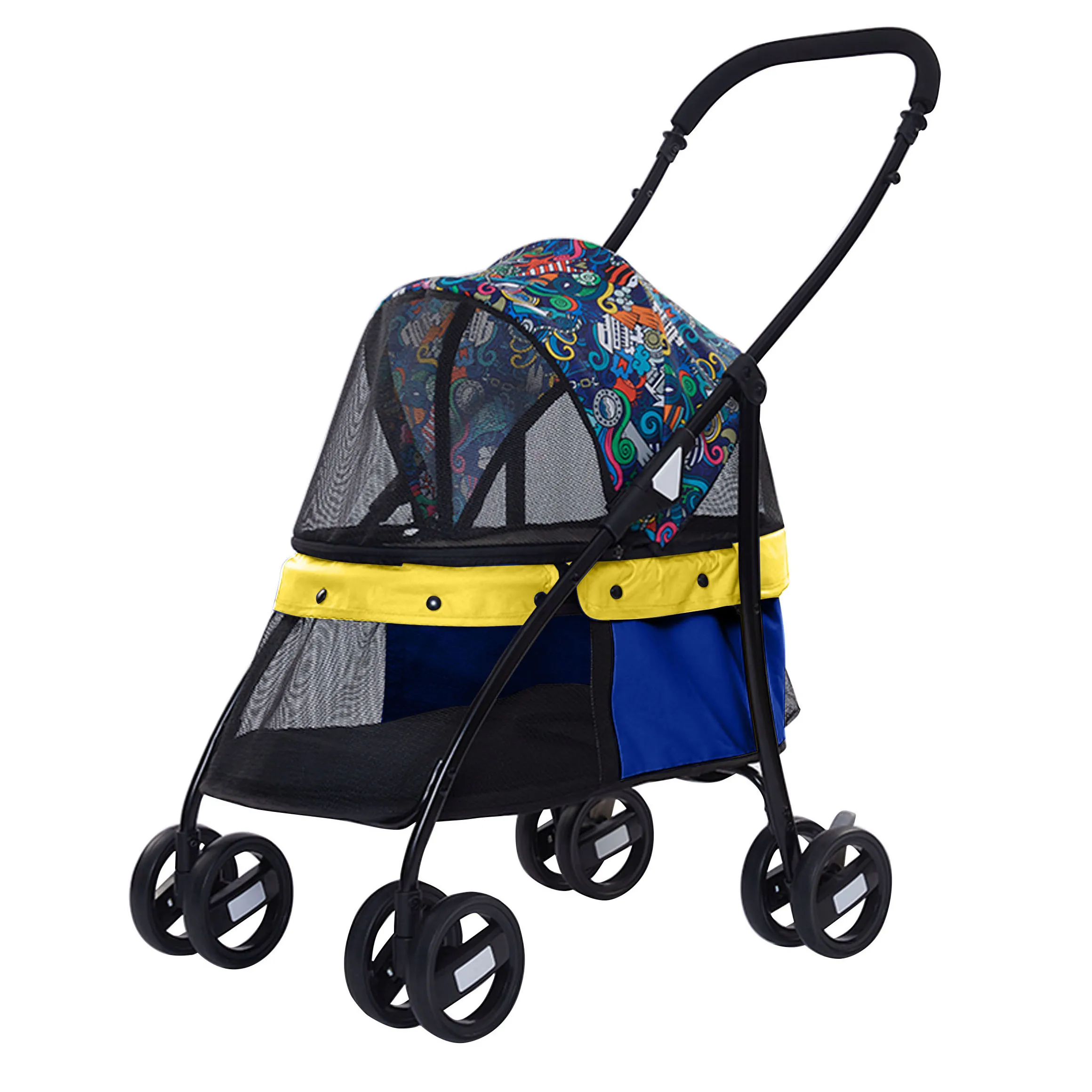 designer Best detachable outdoor foldable 4 wheel dog trolley luxury dog cats pets stroller carrier wagons for large dogs car