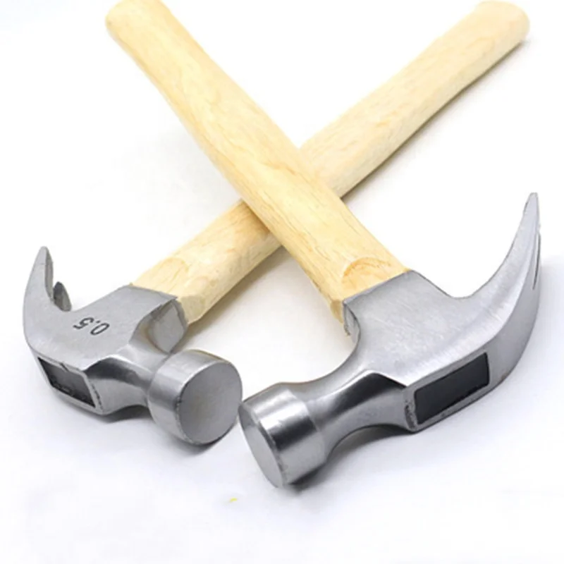 Multi-purpose claw hammer with wooden handle