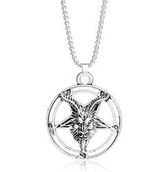 Fashion Viking Pentagon Goat Cow Head Skull Pendant Necklace for Women Men