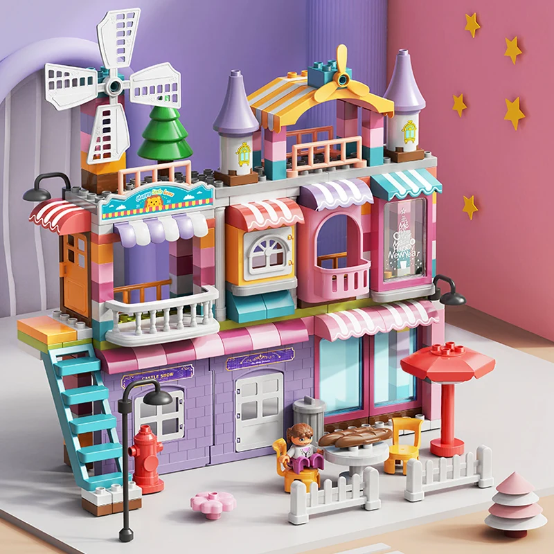 FEELO2024 FL1674 New design 216pcs Girl Villa Building Blocks Multifunctional Early Education Toys Figures Bricks Toys For kids