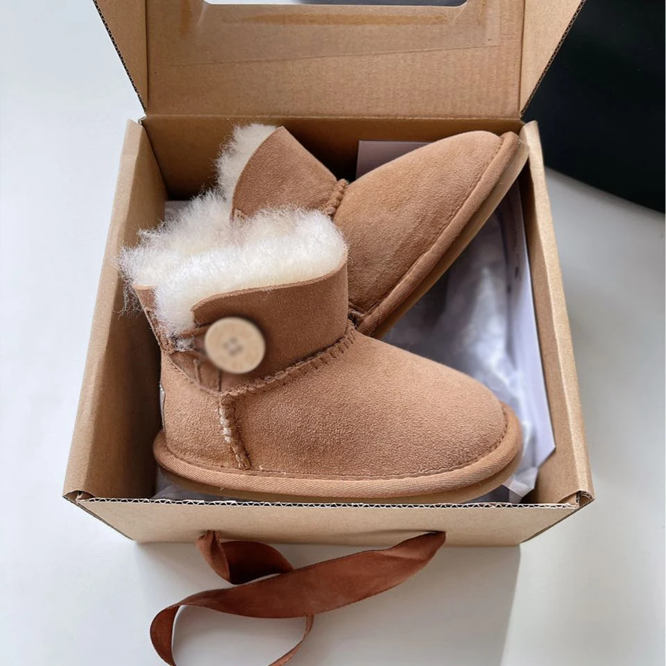 Wholesale Cotton-padded Shoes Waterproof Snow Wool Ankle Warm Boots For Child Designer Fur Kids Snow Boots