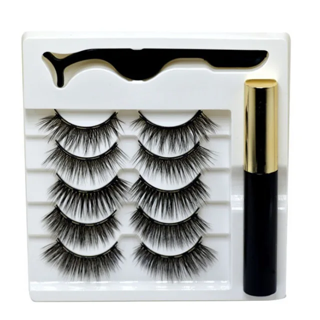 Wholesale Magnetic Eyelashes with Eyeliner 5 Pairs Reusable Fake Eyelashes Magnetic Eyeliner