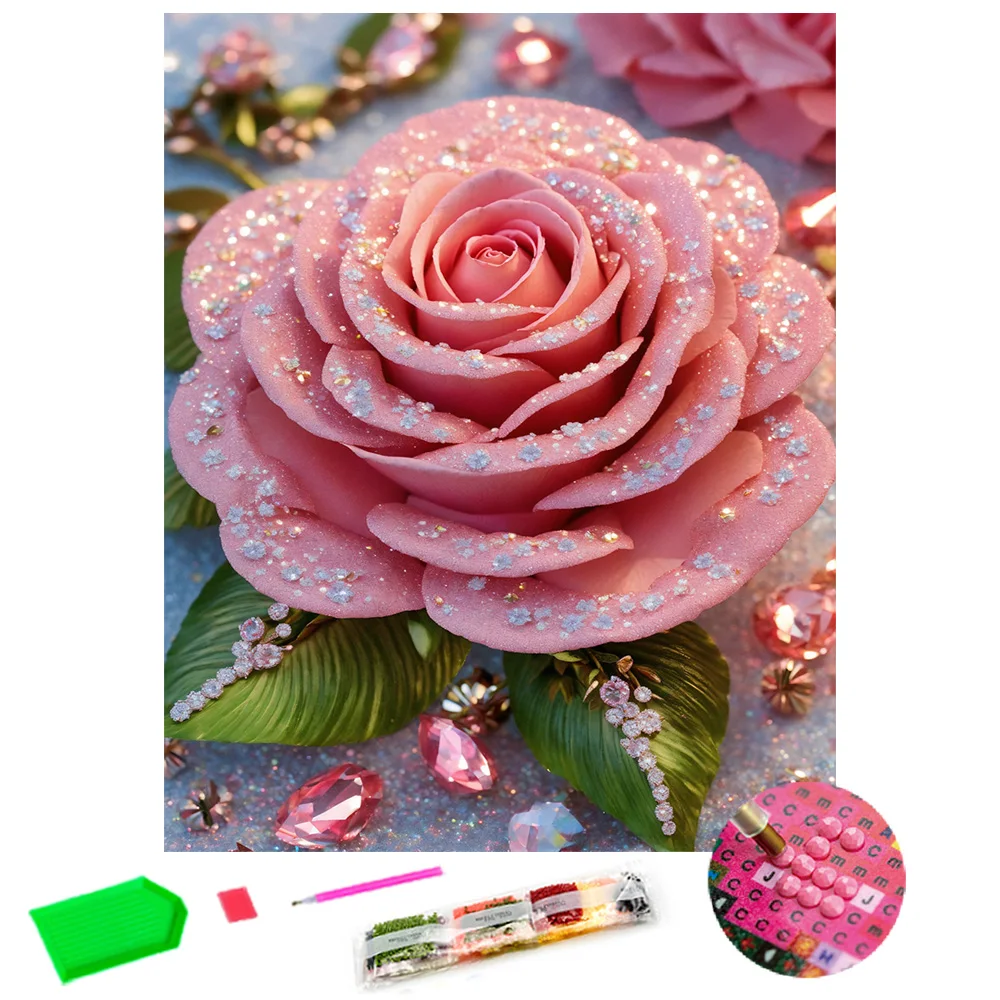 Art Pink Rose Diamond Painting Floral Landscape Full Diamond Mosaic Cross Stitch Kits Home Decor Exquisite Handmade Gifts