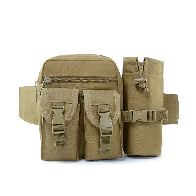 Military Tactical Waist Belt Bum Bag With Detachable Water Bottle Holder Pocket For Trekking Hiking Waist Bag