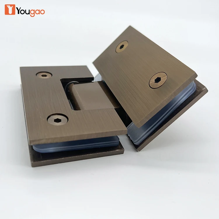 Manufacturer 304 Stainless Steel 135 Degrees Brushed Copper Door Clamp Adjustable Soft Close Hydraulic Shower Door Glass Hinge