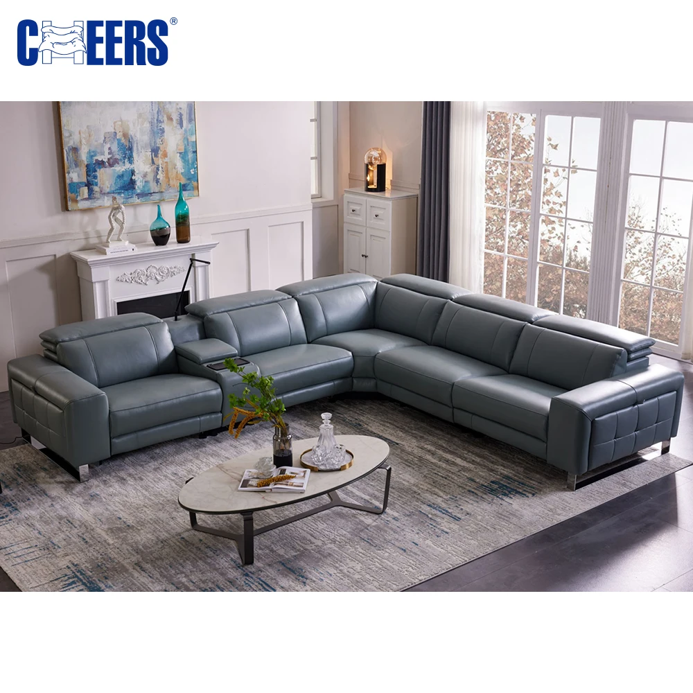 MANWAH CHEERSLuxrury ZERO-WALL Electric Sectional  sofa High Quality Real Leather modular couch sofa with wireless charger
