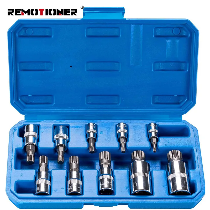 10pcs Automotive Repair Tool M4-M1 Chrome Vanadium Steel Impact Wrench Socket Bits Set
