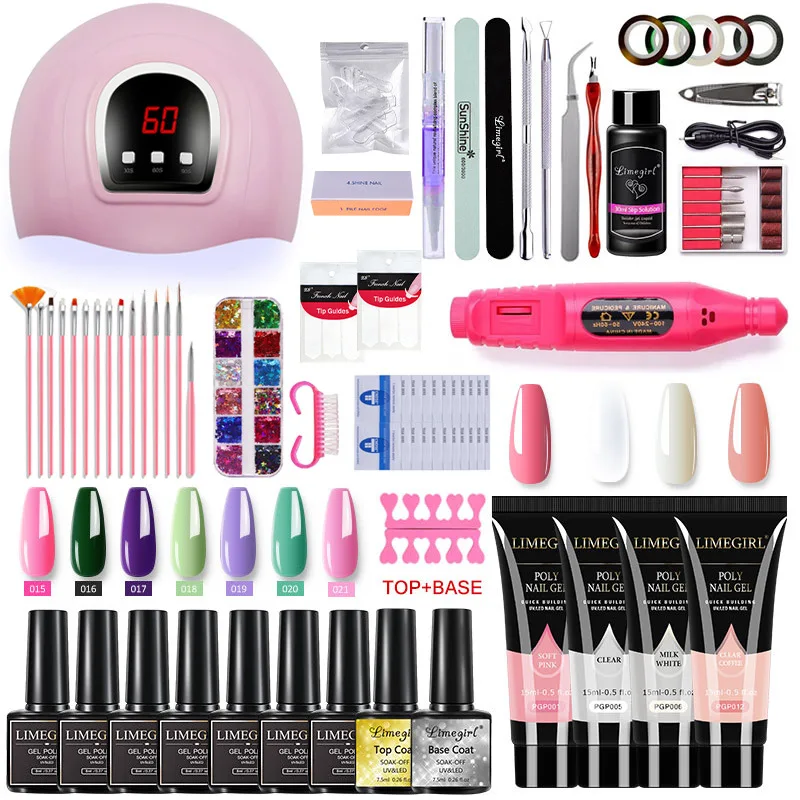 Destly Wholesale Acrylic Poly Gel Nail Kit With Lamp Extension Glitter Gel Polish uv Jelly Polish Gel  Tips For Beauty