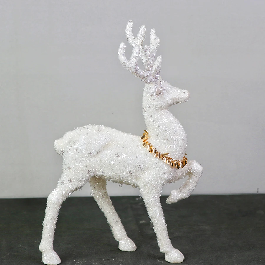 Morden snowhite Deer glitter Deer wear gold color necklace  Indoor Decorative Statue For Home Office Deco