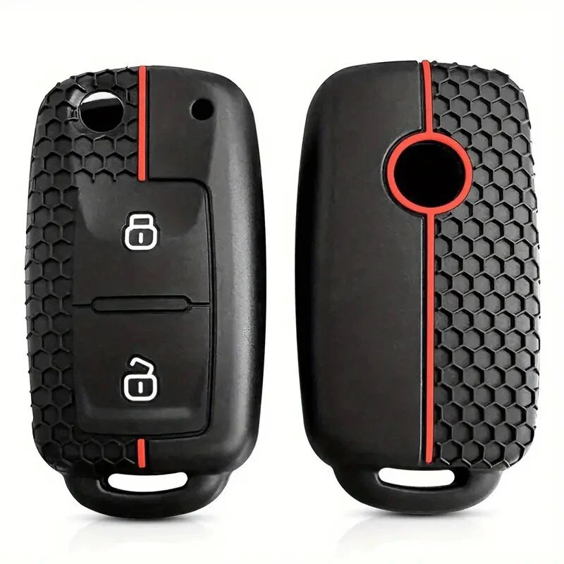 2 Buttons Silicone Key Cover Car Key Case For Volkswagen Skoda SEAT Silicone Keyless Remote Car Key Fob Protector
