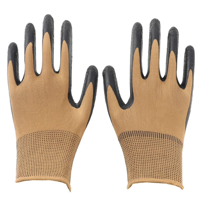 Factory wholesale cut plain knitted wrinkled latex coated machinery work protective knitted gloves