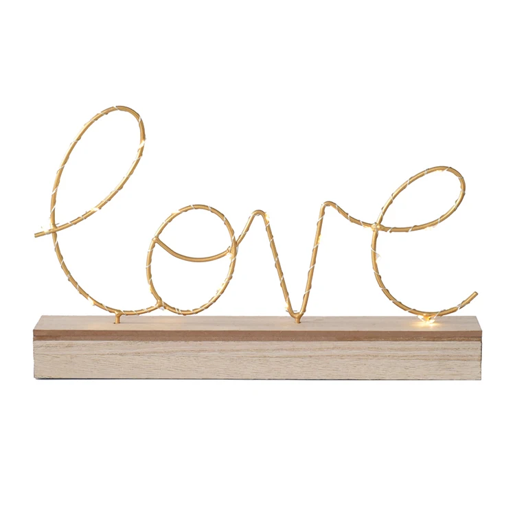 Home Decoration Letter Sign Metal Frame Night Light Alphabet Shaped Battery Operated Night Light For Fun Birthday Present