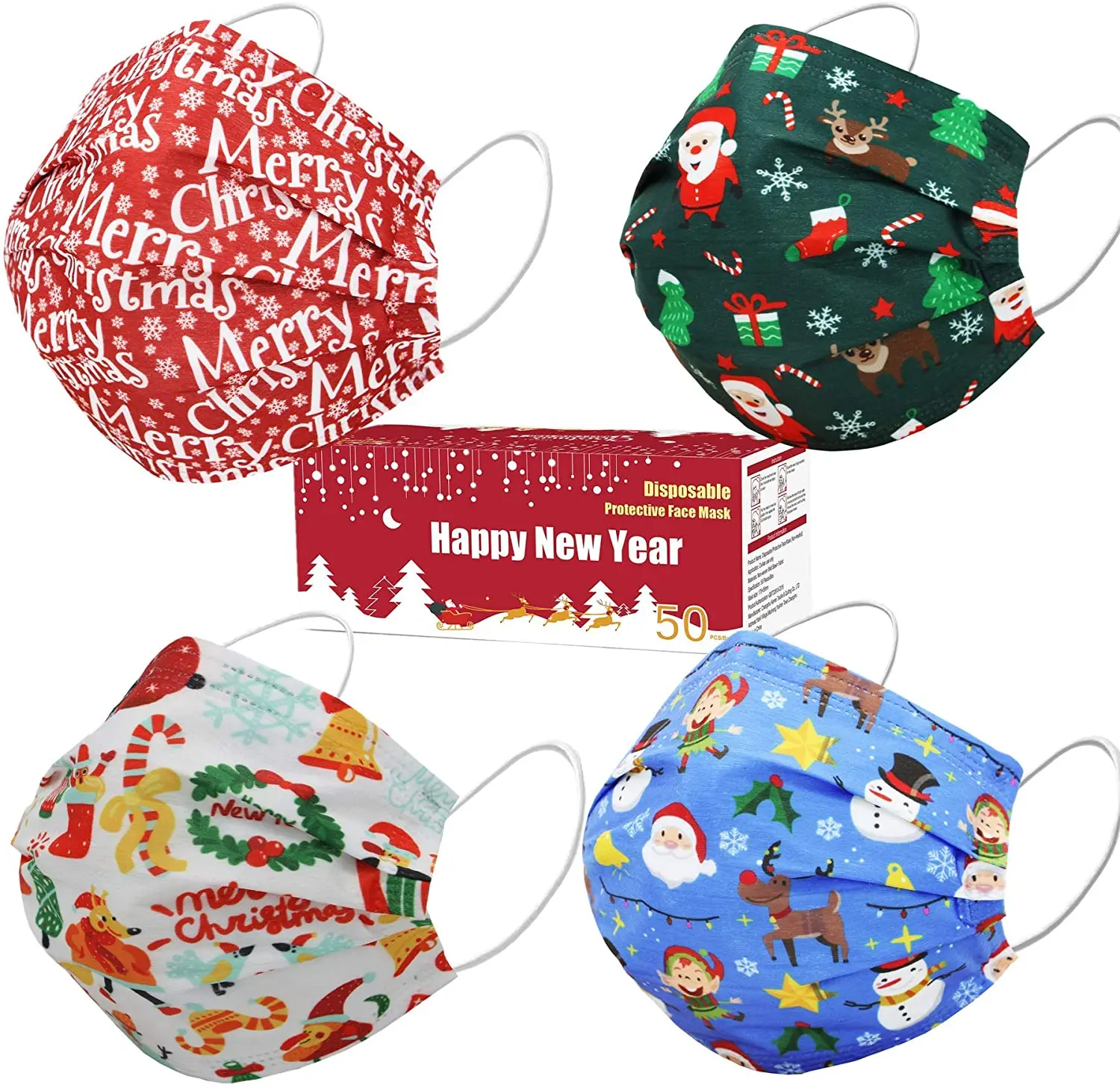 Amazon customized  3ply surgical facemask Christmas facemask  disposable masks factory wholesale high quality maskss