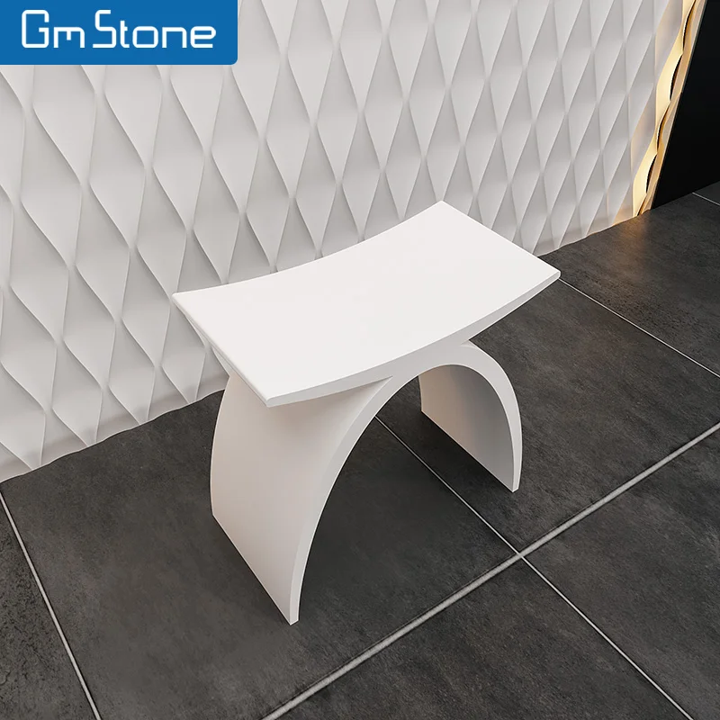 Modern artificial stone acrylic solid surface bathroom stool/vanity stool