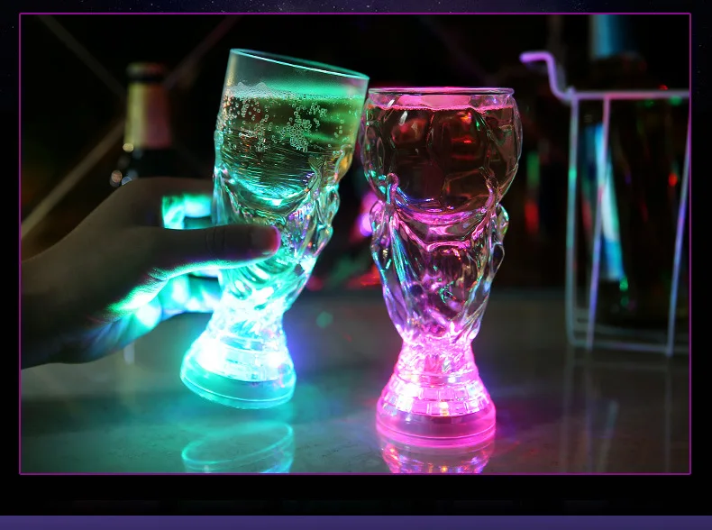 2022 Qatar World Cup Hercules  Trophy Luminous  Football Cup New Water Sensing Plastic Fans Cheering Wine Beer Cup