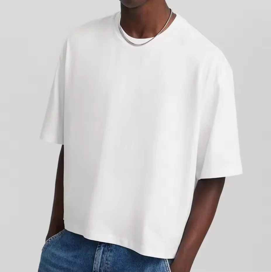 Custom Puff printing 240 GSM Heavy Weight Box Fit tshirt Drop Shoulder Oversized Graphic Cropped Boxy T Shirts for Men