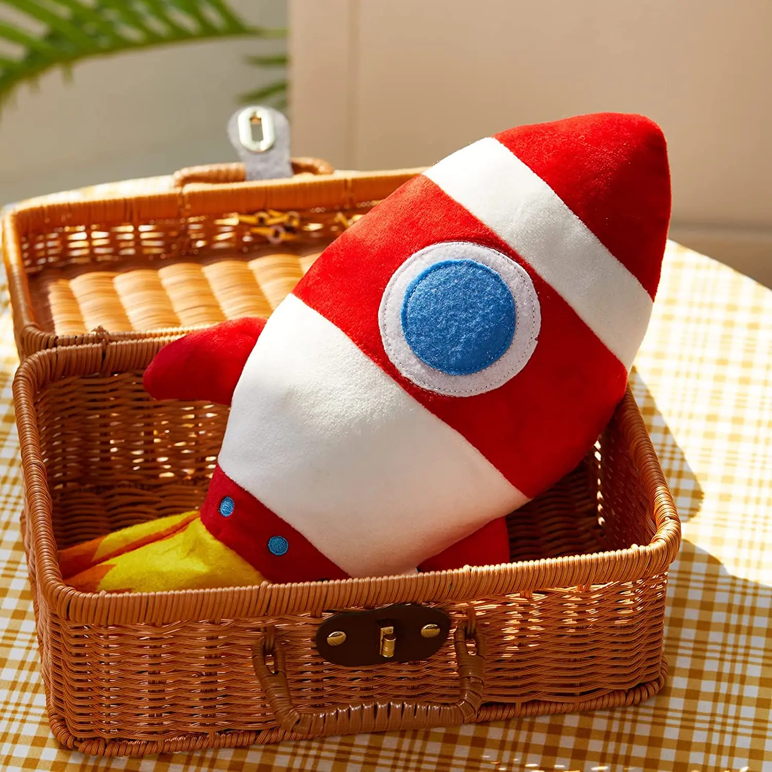 Light up Red Rocket Plush Toys Stuffed LED Glow Soft Cozy Nightlight Kids Gifts
