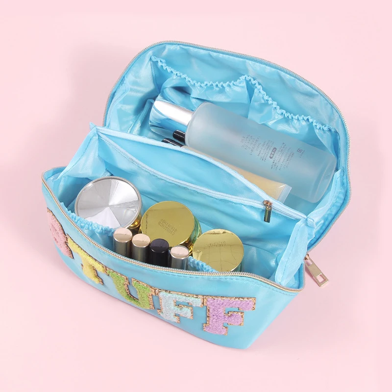 2024 Custom Fashion Logo Nylon Makeup Bags For Travel Women Cosmetic Cases