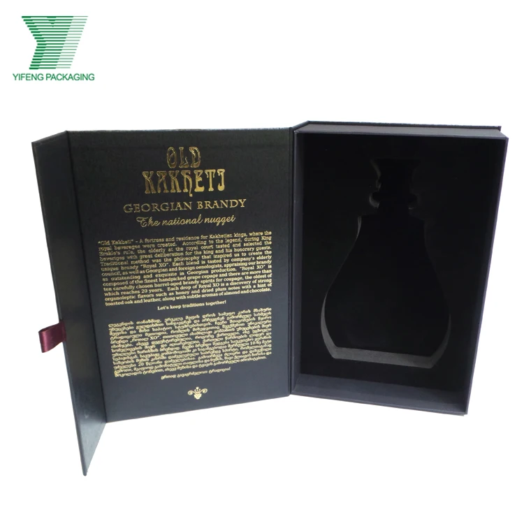 Высококачественная элегантная коробка, дизайн для 1000 мл, стеклянная бутылка для текилы, бренди, XO, картонная подарочная коробка с вставкой из пены EVA