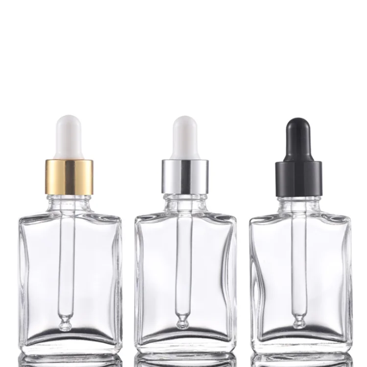 15ml 30ml 50ml 100ml Rectangle Square Frosted Black Beard Oil Glass Dropper Bottle 1oz Scalp Oil Hair Serum Bottle with Pipette
