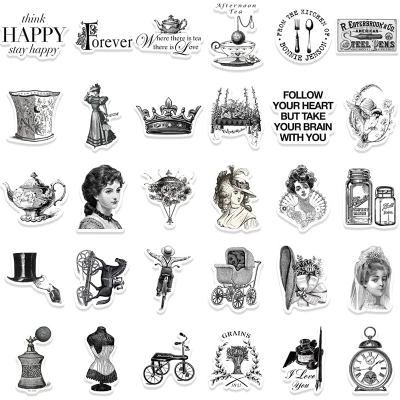 Wholesale Vintage Gothic Stickers Scrapbook Diy Crafts Junk Bullet Journal Graffiti Laptop Gift Decoration Postage Stamp Baroque