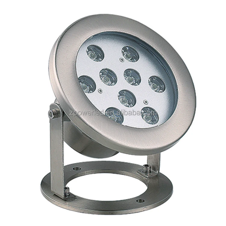 Polished Stainless Steel 304 Housing Underwater IP68 Waterproof 9W Warm White RGB DMX LED Fountain Light